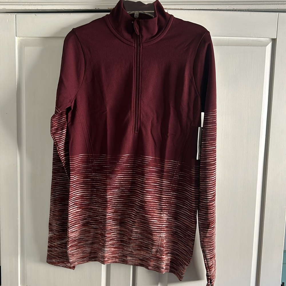 NWT XERSION PORT WINE COMPRESSION SEAMLESS QUARTER ZIP QUICK DRY WORKOUT TOP XS